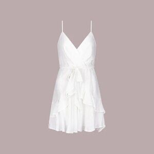 NWT Francesca's Trixxi White Strappy Ruffle Wrap Dress Size M